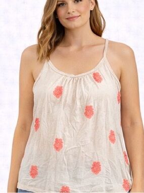 Maurice’s Women’s Cream and Coral Tank Top - Size XL